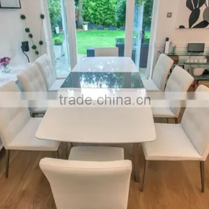 DC-2513 Colorful Modern High Quality White Leather Dining Chair With Brushed Steel Legs thumbnail-3