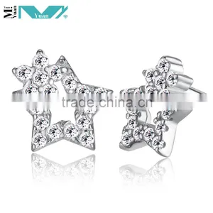 925 Sterling Silver Jewellery Shiny Star Earrings thumbnail-1