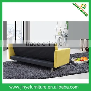 Modern Convertible Simplistic Linen Futon Bed, Yellow thumbnail-4