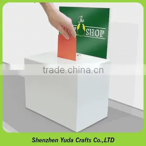Elegant White Acrylic Donation Box With Brochure Holder High Quality Wholesale Price thumbnail-1
