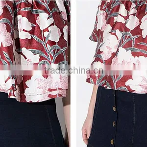 Women's Flower Print Short Sleeve Fashion Top T-shirt Blouses thumbnail-6