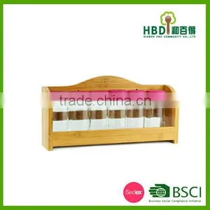 High Quality Glass Spice Jar With Bamboo Rack Wholesale thumbnail-1