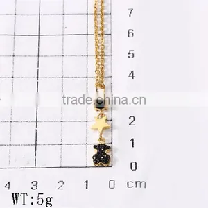 New Modern Model Delicate Design Black Bear Crystal Gold Chain Necklace for Christmas Gift thumbnail-5