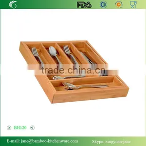 Home-it Expandable Bamboo Cutlery Drawer Organizer, Flatware Drawer Dividers thumbnail-2