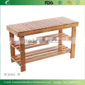 2015 New Design Bamboo Shoe Bench 2-Tier Shoe Storage Racks Shelf Organizer thumbnail-1