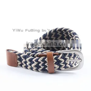 Custom Logo Mix Color Woven Braid Elastic Belt With Pin Buckle thumbnail-2