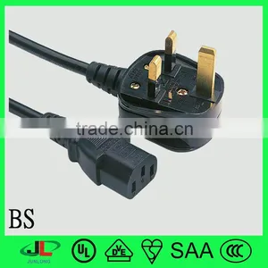 High Quality BS Male End Type and IEC Female End Type uk British Power Cord With 3 Plug thumbnail-1