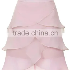 2015 Stylish Girl's Short Pink Chiffon Pleated Skirt Woman's Organza Petal Straight Skirt thumbnail-4