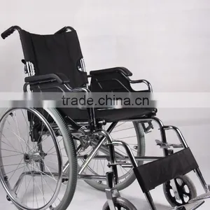 CHROMED STEEL FRAME,FLIP-UP DESK ARMREST,DETACHABLE FOOTREST,SOLID CASTOR, HOT SALE MANUAL WHEELCHIR thumbnail-2