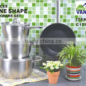 Modern Kitchen Designs 7pcs Cone Shape Stainless Steel Cookware Set Non-stick Cookware thumbnail-1