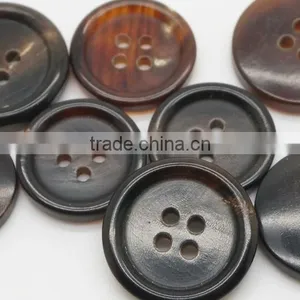 4 Holes 32L(20.32mm) and 24L(15.24mm) Real Brown Color Buffalo Horn Button for Suit Coat With Rim thumbnail-2