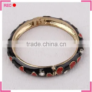 Girls Fancy Bangles With Crystal, Black Stainless Steel Adjustable Bangle thumbnail-1
