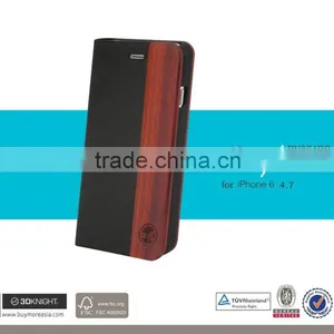 New Arrival High Quality PU Leather Cover for IPhone 6 Leather Flip Wallet Case Wood thumbnail-2