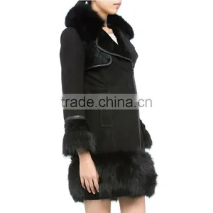 Ladies' Full Lambskin Suede Jacket With Fox Fur Collar and Cuffs thumbnail-3