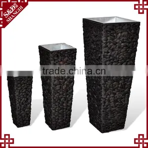 2016 New Set of 3 Black Water Hyacinth Tall Planters and Pots thumbnail-1
