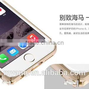 Mobile Phone Shell Hippocampal Buckle Double Color Arc Metal Bumper& Metal Back Cover Case for Iphone6/6plus thumbnail-2