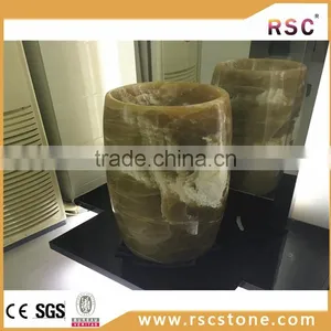 Decorative Brown Onyx Pedestal Sink thumbnail-1