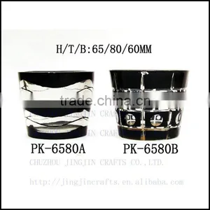 Hotel Best Selling Black Colored Crystal Cut Glass Candle Holder and Container thumbnail-4