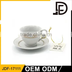Unique Elliptical Type Ceramic White Tea Cup Set / Fine Bone Porcelain Coffee Cup Saucer Set thumbnail-1