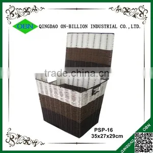 Woven Plastic Storage Bins With Lid thumbnail-2