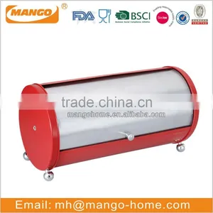 Red Round Shape Stainless Steel Bread Storage Bin thumbnail-1