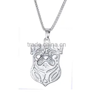 Best Selling Fashion Zinc Alloy Silver Tone Finsh Heart Shaped Bulldog Dog Necklace thumbnail-3
