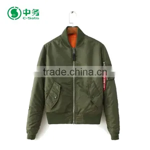 CIS 2017 New Fashion 100% Polyester Zipper Design Winter Women Black Varsity Bomber Jacket thumbnail-3