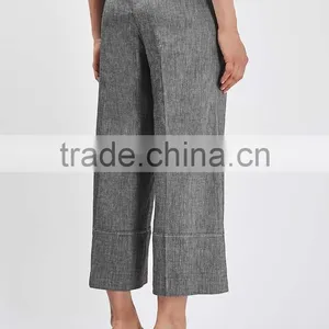 Ladies New Style Capri Wide Leg Formal Office Style Fashion Linen Dress Shirt Coat Pants thumbnail-2