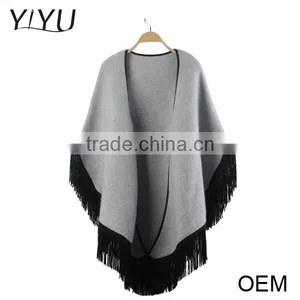 Cashmere Poncho Capes,Winter Women Tassel Ponchos thumbnail-3