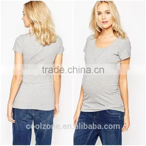 Women Slim Fit Scoop Neck Maternity Tee Shirt Wholesale Blank Maternity Nursing t Shirts thumbnail-1
