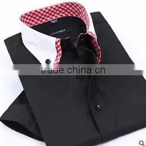 Black Solid Color Handsome Classical Cool Men's Shirt Clothing Double Collar Button Down Indian Style Shirt for Men Daily Life thumbnail-1
