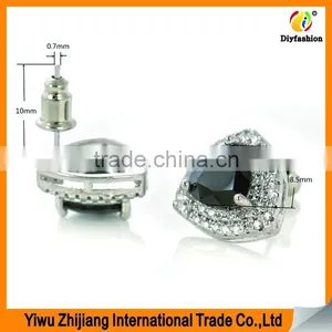 Bilateral Set Auger Black Zircon Platinum Plated Alloy Stud Earrings thumbnail-3