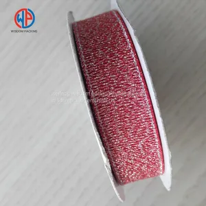 Wholesale Christmas Gift Wrap Decoration Woven Silk Glitter Metallic Ribbon thumbnail-2