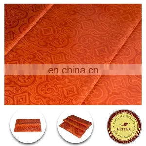 Wholesale African Clothing Garment Fabric 5 Yards/bag Orange Damask Fabric 100% Cotton Hand Made Guinea Brocade thumbnail-1