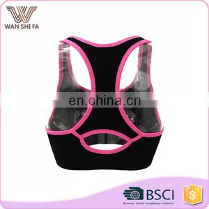 Fancy Design Fluorescent Color Bordure Decoration Special Nylon Sports Bra Top thumbnail-3