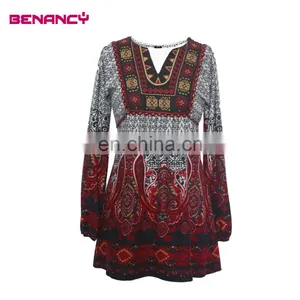 2017 Mid-age Women Paisley Ethnic Print Brushed Tunic Guangzhou Supplier thumbnail-1