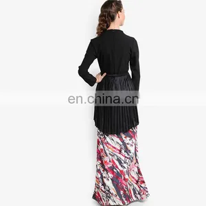 New Design Modern Pleats Print Islamic Dress Plus Size Women Baju Kurung thumbnail-3