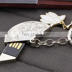 Custom Metal Fan Shape Flash Usb Pen Drive Keychain thumbnail-5