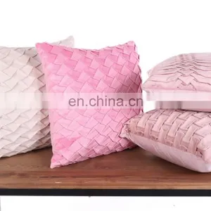 New Products Pink Velvet Wrinkle Cushion Cover/sofa Cushion Throw for Home Decor thumbnail-1