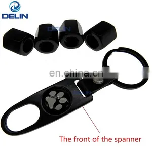 Motorbike Logo Valve Stem Caps Black Tire Valve Stem Air Caps Cover and Keychain Spanner thumbnail-4