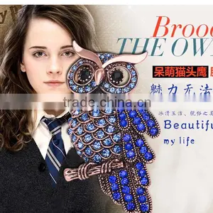 Vintage Rhinestone Owl Brooch,fashion Brooches for Mens Suits thumbnail-2
