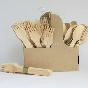 FSC Certified Disposable Wooden Forks Bulk 6 Inch Birch Wood Opp Bag Eco Friendly Wooden Tableware thumbnail-1