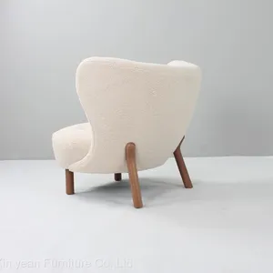 2022 the Most Popular and Comfortable Petra Chair in Sheepskin Covering High End Wood Furniture Chairs thumbnail-3