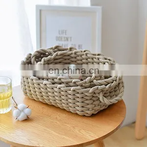 Top Selling Cotton Rope Basket Wholesale 100% Handmade Customized Natural Sundries Storage Basket thumbnail-4