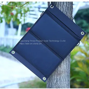 3prosper 5V 18W Solar Charger Waterproof Leather Foldable Solar Panel Dual USB Ports thumbnail-1