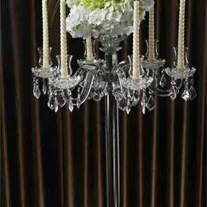 New Arrival Candlestick 6 Arms Branch Candle Holder Wedding Crystal Glass Candelabra thumbnail-1
