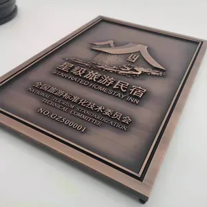 Metal Sign Customizing Company - Pure Copper Relief Plaque for House Numbers of Villa Residential Area - House Number Signboard Introduction Plaque thumbnail-4