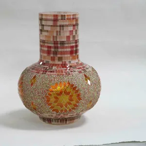 Flower Bottle Bud Vase Table Vase Glass Vase Colorful Unique Vase Home Decoration Flower Vase Gift Set Flower Pot Mosaic Vase Glass Jar Glass Pot thumbnail-5