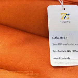 Guangzhifeng 3886# Ramie-cotton Plain Weave 220g In-stock Spring and Summer Fabric, 16-count All-cotton Brushed/enzymatic-dehairing Fashion T-shirt Fabric thumbnail-3
