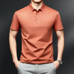 Polo Shirt Men's Plus Size Men's Plus Fat Plus Large Elastic Breathable Half Sleeved Fat Short Sleeved T-shirt Men's High-end Light Luxury thumbnail-1